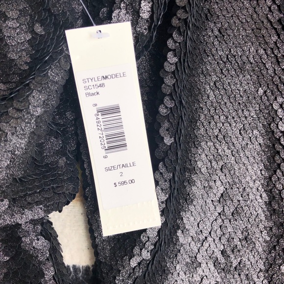 Badgley Mischka Black Cocktail Sequin Dress Sz2 - Picture 5 of 8